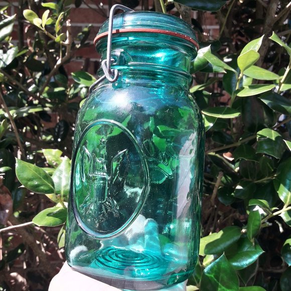 Ball Mason Jar Teal Blue Glass with Lid Wide Mouth - Picture 16 of 16
